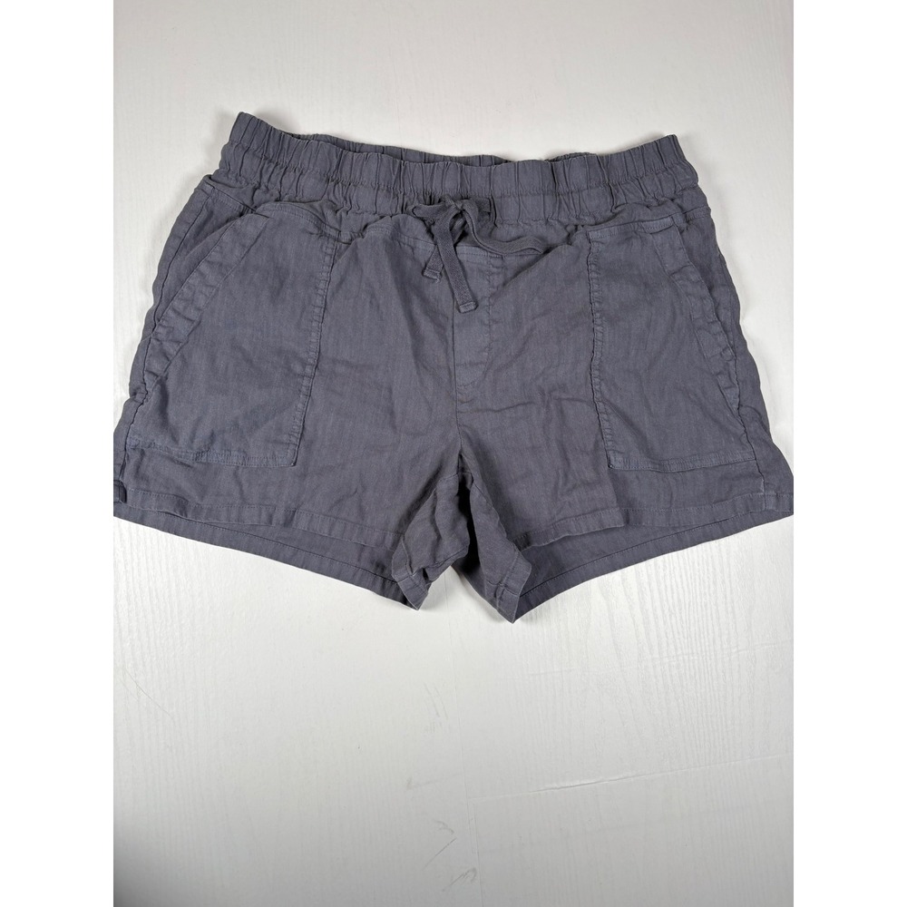 KUT from the Kloth Women Gray Blue Linen Blend Drawstring Shorts KB35801SF Large